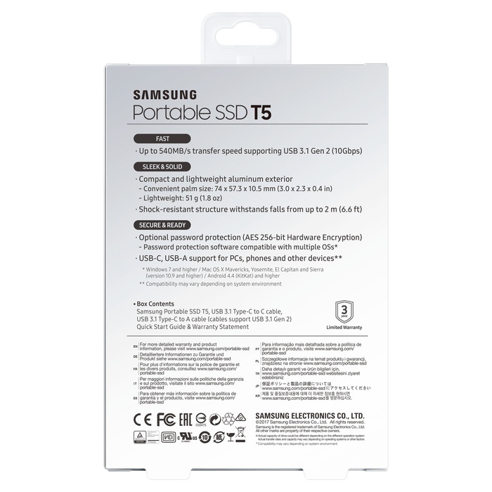 Ổ cứng di động SSD Samsung T5 1TB USB 3.1 Gen 2 MU-PA1T0B