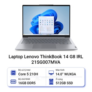 [Mới 100%] Laptop Lenovo ThinkBook 14 G8 IRL 21SG007MVA (Core 5 210H, RAM 16GB, SSD 512GB, 14 FHD IPS, NoOS)