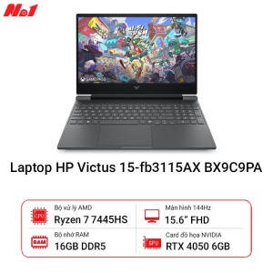[Mới 100%] Laptop HP VICTUS 15-fb3115AX BX9C9PA (Ryzen 7 7445HS, RTX 4050 6GB, 16GB, 512GB, 15.6" FHD IPS 144Hz, Win11)