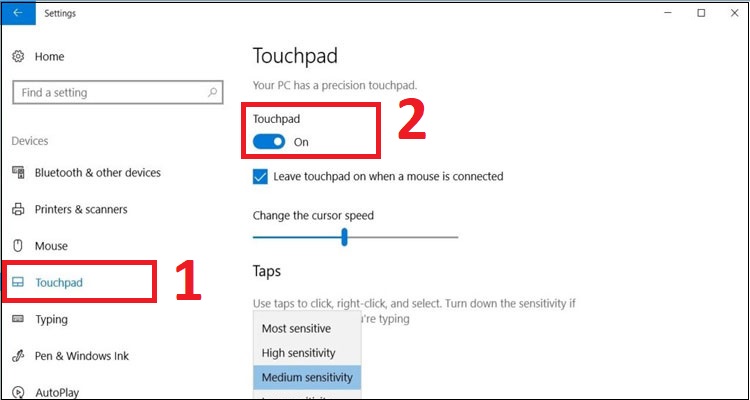 Cách bật tắt chuột Touchpad trên Laptop Lenovo khi không có chuột rời h2